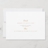 Elegante Script Gold & White Probe Dinner Card Dankeskarte (Rückseite)