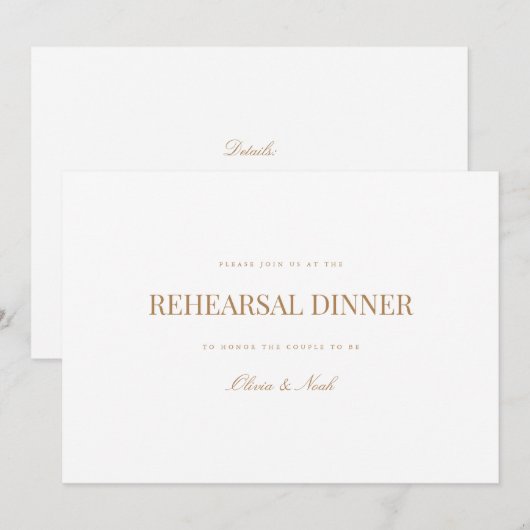 Elegante Script Gold & White Probe Dinner Card Dankeskarte (Vorne/Hinten)