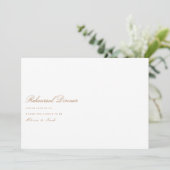 Elegante Script Gold & White Probe Dinner Card Dankeskarte (Stehend Vorderseite)