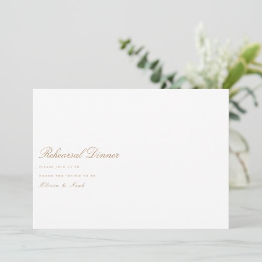 Elegante Script Gold & White Probe Dinner Card Dankeskarte (Stehend Vorderseite)