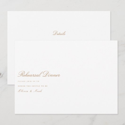 Elegante Script Gold & White Probe Dinner Card Dankeskarte (Vorne/Hinten)