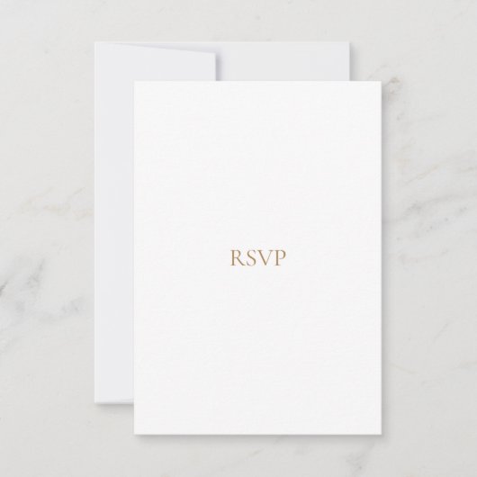 Elegante Script Gold & White RSVP Karte (Vorderseite)