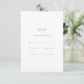 Elegante Script Gold & White RSVP Karte (Stehend Vorderseite)