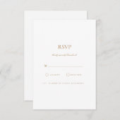 Elegante Script Gold & White RSVP Karte (Vorne/Hinten)