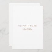 Elegante Script Gold & White Save the Date Card Ankündigung (Vorne/Hinten)