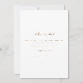 Elegante Script Gold White Wedding Einladungs-Kart Einladung