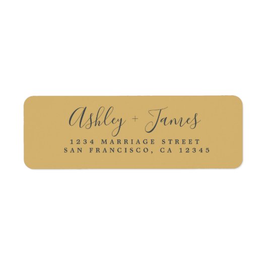 Elegante Script Gold Yellow Wedding Rücksendeadres (Vorne)