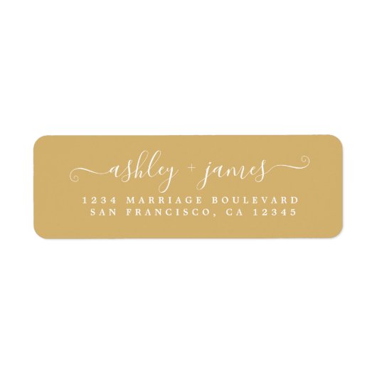 Elegante Script Gold Yellow Wedding Rücksendeadres (Vorne)