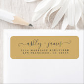 Elegante Script Gold Yellow Wedding Rücksendeadres (Insitu)