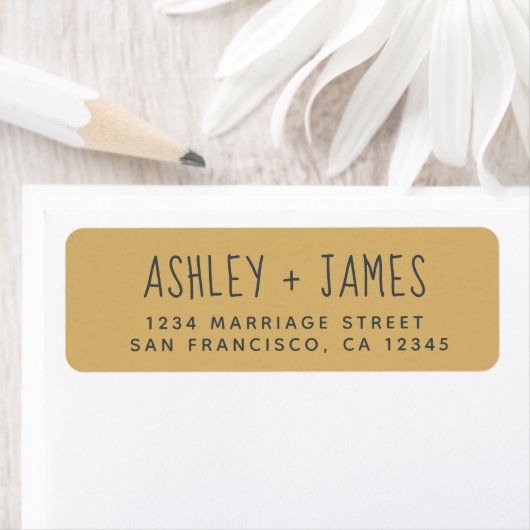 Elegante Script Gold Yellow Wedding Rücksendeadres (Insitu)
