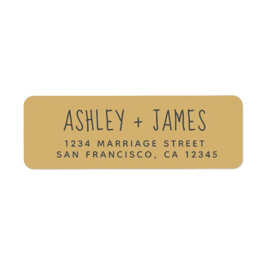 Elegante Script Gold Yellow Wedding Rücksendeadres (Vorne)