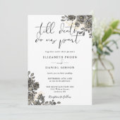 Elegante Script Gothic Rose Blumenhochzeit Einladung (Stehend Vorderseite)