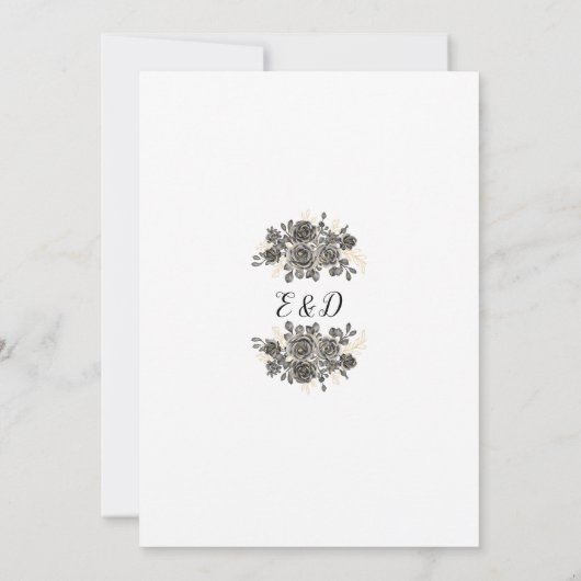 Elegante Script Gothic Rose Blumenhochzeit Einladung (Rückseite)