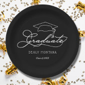 Elegante Script Grad Cap Black Abschluss Teller