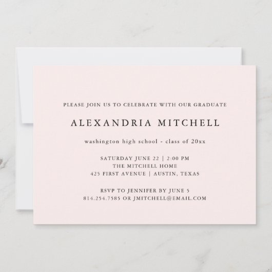 Elegante Script Graduate | Foto Grad Party Einladung (Rückseite)