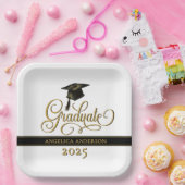 Elegante Script Graduate Paper Plate Pappteller (Party)