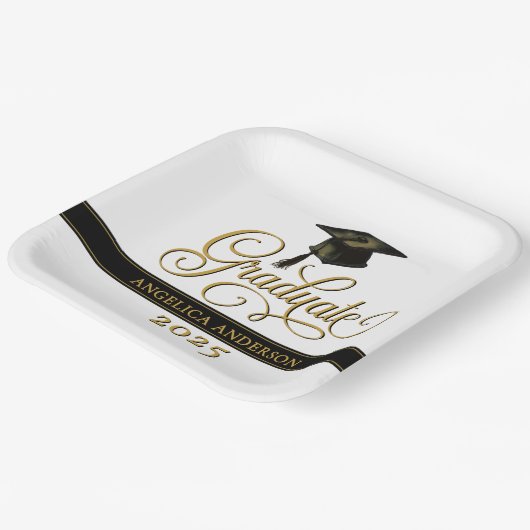 Elegante Script Graduate Paper Plate Pappteller (Gewinkelt)