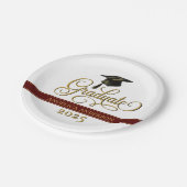 Elegante Script Graduate Paper Plate Pappteller (Schrägansicht)