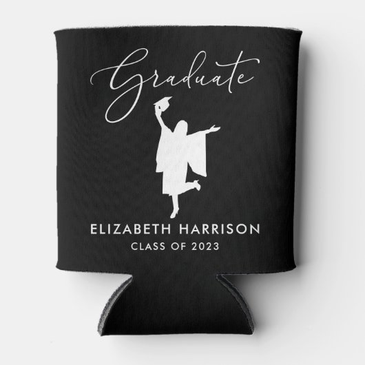 Elegante Script Graduation Party Black Dosenkühler (Vorderseite)