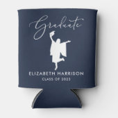 Elegante Script Graduation Party Blue Dosenkühler (Vorderseite)