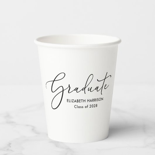 Elegante Script Graduation Party Paper Cups Pappbecher (Rückseite)