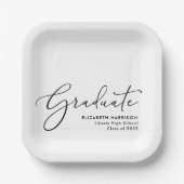 Elegante Script Graduation Party Pappteller (Vorderseite)