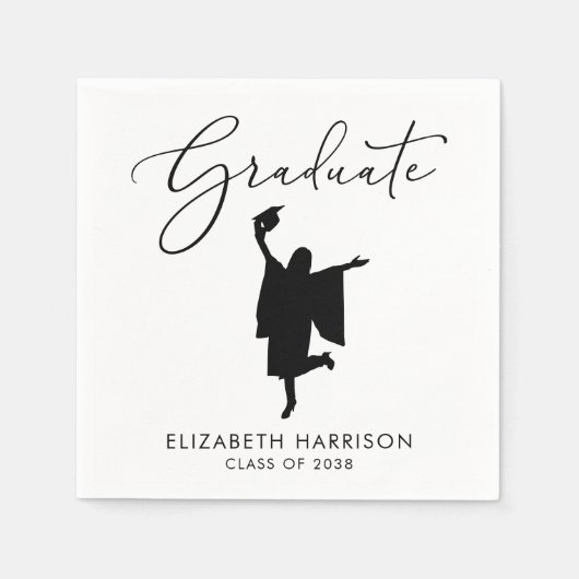 Elegante Script Graduation Party Serviette (Vorderseite)