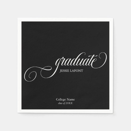 Elegante Script Graduation Party Serviette (Vorderseite)