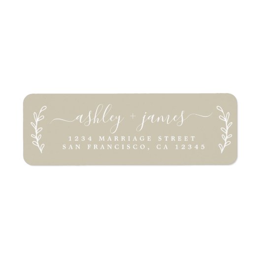 Elegante Script Gray Wedding Rücksendeadresse (Vorne)