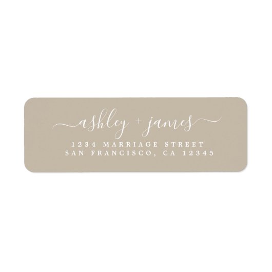 Elegante Script Gray Wedding Rücksendeadresse (Vorne)