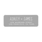 Elegante Script Gray Wedding Rücksendeadresse (Vorne)