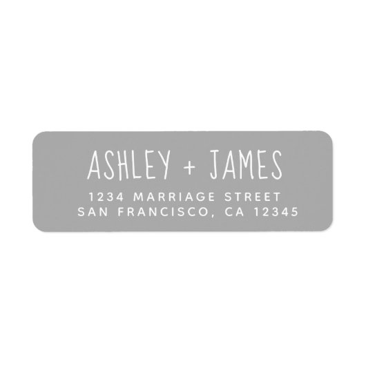 Elegante Script Gray Wedding Rücksendeadresse (Vorne)