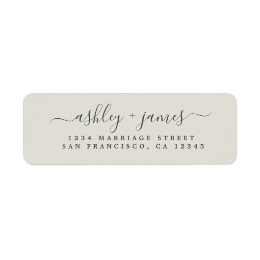 Elegante Script Gray Wedding Rücksendeadresse (Vorne)
