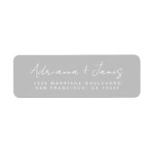 Elegante Script Gray Wedding Rücksendeadresse (Vorne)