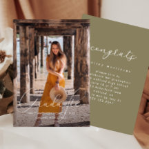 Elegante Script Green Foto Graduation Party