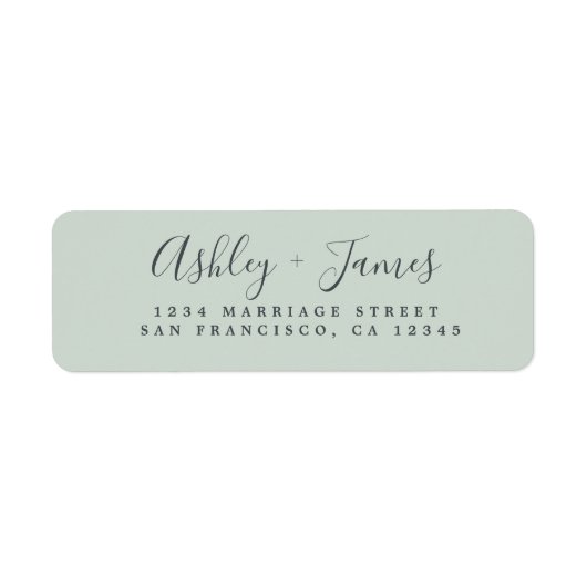 Elegante Script Green Wedding Rücksendeadresse (Vorne)
