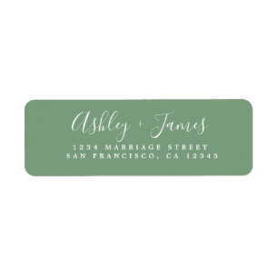 Elegante Script Green Wedding Rücksendeadresse