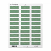 Elegante Script Green Wedding Rücksendeadresse (Vorne)