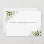 Elegante Script Greenery-Blätter Dankeskarte (Rückseite)