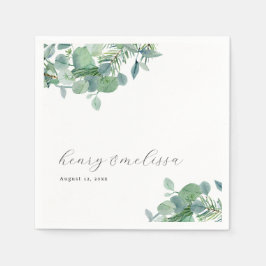 Elegante Script Greenery Blätter Eucalyptus Weddin Serviette