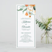Elegante Script Greenery Watercolor Floral Wedding Programm (Stehend Vorderseite)