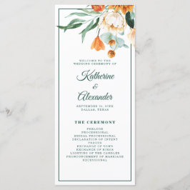Elegante Script Greenery Watercolor Floral Wedding Programm