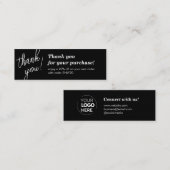 Elegante Script Handwriting Danke Black Mini Visitenkarte (Vorne/Hinten)