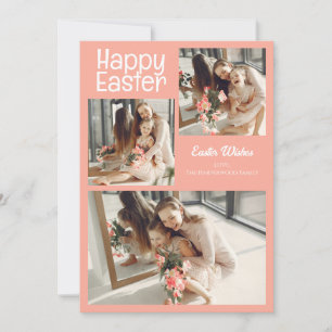 Elegante Script Happy Oaster Family Foto Collage Feiertagskarte