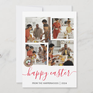 Elegante Script Happy Oaster Family Foto Collage Feiertagskarte