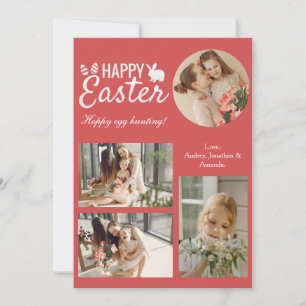 Elegante Script Happy Oaster Family Foto Collage Feiertagskarte