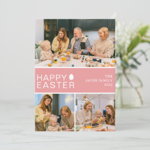 Elegante Script Happy Oaster Family Foto Collage Feiertagskarte