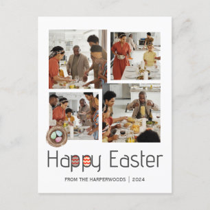 Elegante Script Happy Oaster Family Foto Collage Feiertagspostkarte