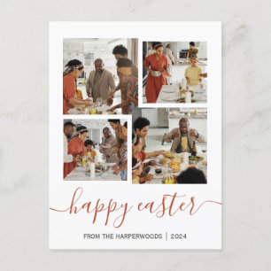 Elegante Script Happy Oaster Family Foto Collage Feiertagspostkarte