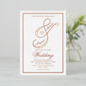 Elegante Script Heart Ampersand Hochzeit gepresst Folieneinladung (Stehend vorne)